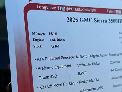 2025 GMC Sierra 3500 HD Crew Cab Standard Box 4-Wheel Drive AT4