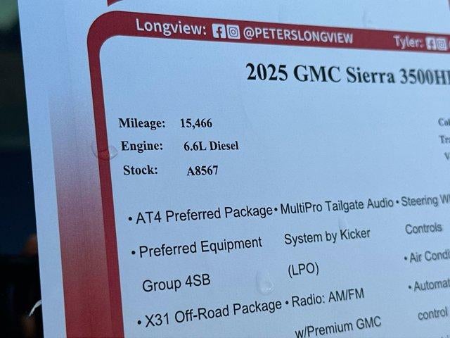2025 GMC Sierra 3500 HD Crew Cab Standard Box 4-Wheel Drive AT4